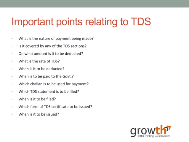 Growth presentation on basics of tds under | PPT