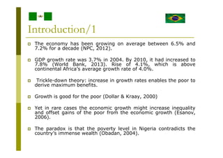 Growth Redistribution and Inequality Effects on Poverty in Nigeria | PDF