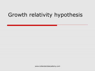 Growth relativity hypothesis
www.indiandentalacademy.com
 