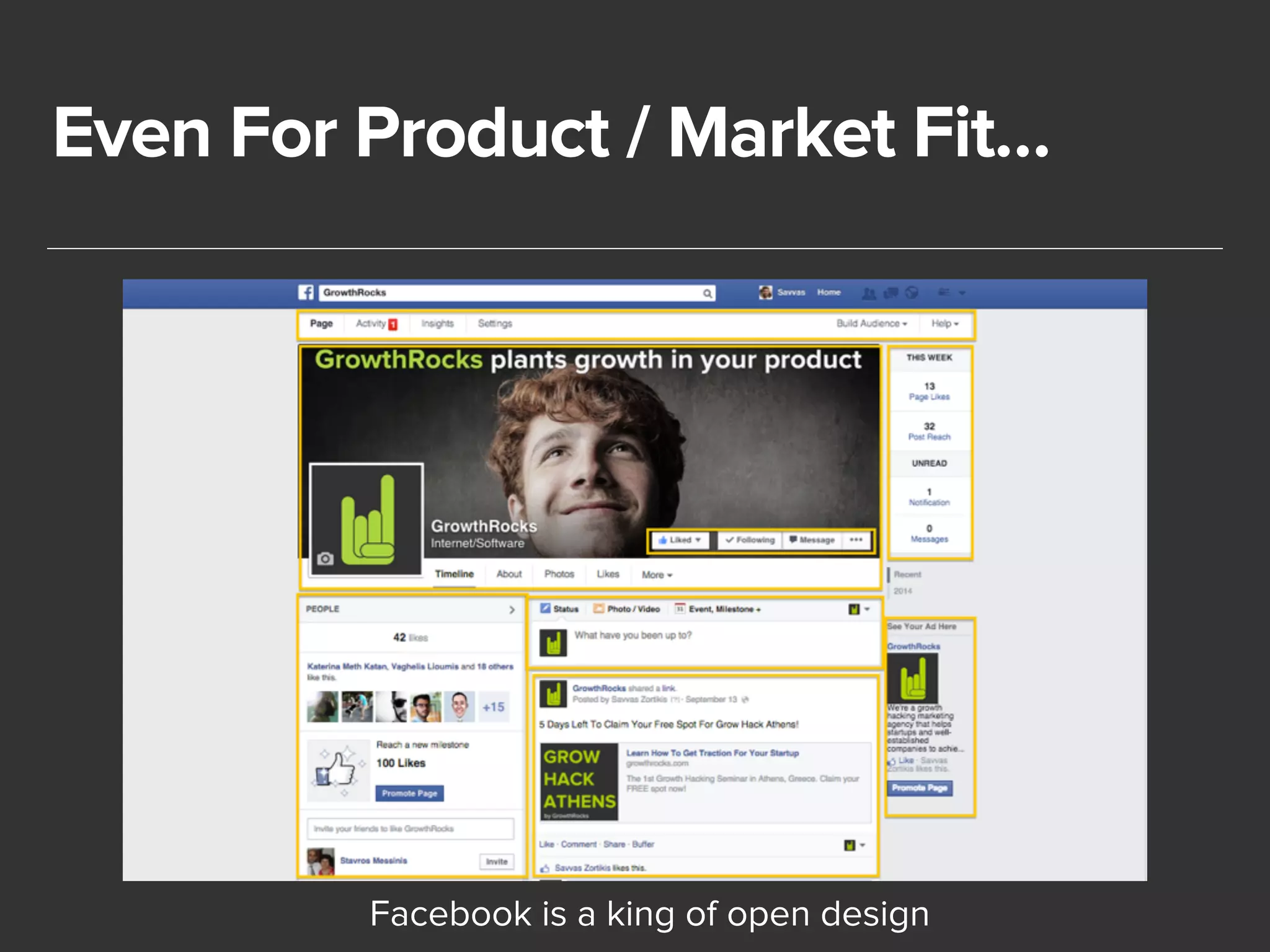 Even For Product / Market Fit… 
Facebook is a king of open design 
 