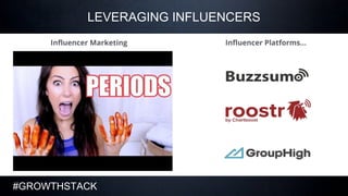 #GROWTHSTACK
LEVERAGING INFLUENCERS
Influencer Platforms...Influencer Marketing
 