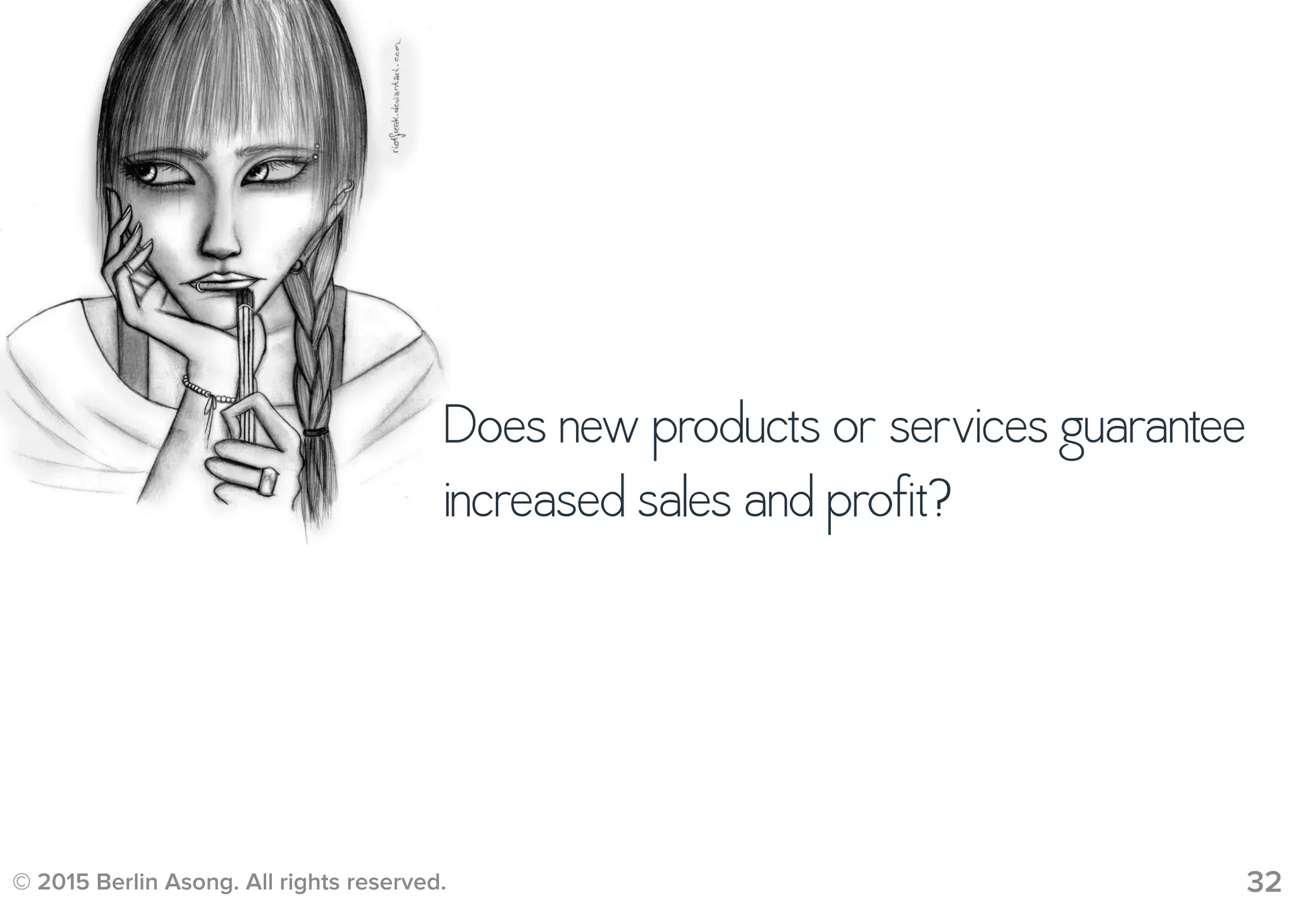 © 2015 Berlin Asong. All rights reserved. 32
Does new products or services guarantee
increased sales and profit?
 