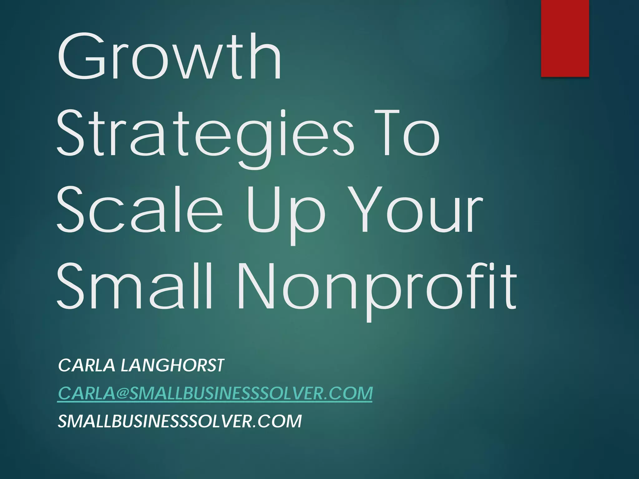 Growth Strategies To Scale Up Your Small Nonprofit | PDF