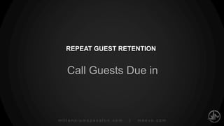 millenniumspasalon.com | meevo.com
NEW GUEST RETENTION
Client Loyalty Points for Prebooking
2
 