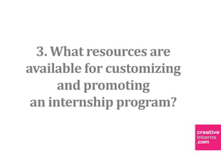 3. What resources are
available for customizing
      and promoting
 an internship program?
 