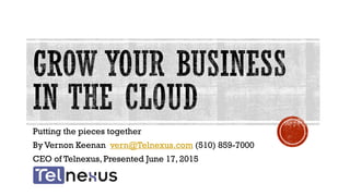 Putting the pieces together
By Vernon Keenan vern@Telnexus.com (510) 859-7000
CEO of Telnexus, Presented June 17, 2015
 