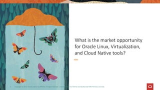 What is the market opportunity
for Oracle Linux, Virtualization,
and Cloud Native tools?
Copyright © 2019, Oracle and/or its affiliates. All rights reserved. | Confidential - For Internal and Authorized OPN Partners Use Only
3
 