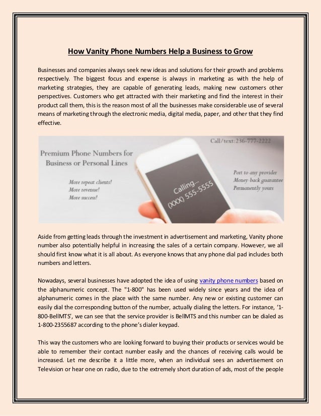 Grow Your Business With The Help Of Vanity Phone Number - 