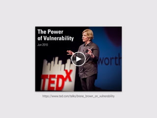 https://www.ted.com/talks/brene_brown_on_vulnerability
The Power
of Vulnerability
Jun 2010
 