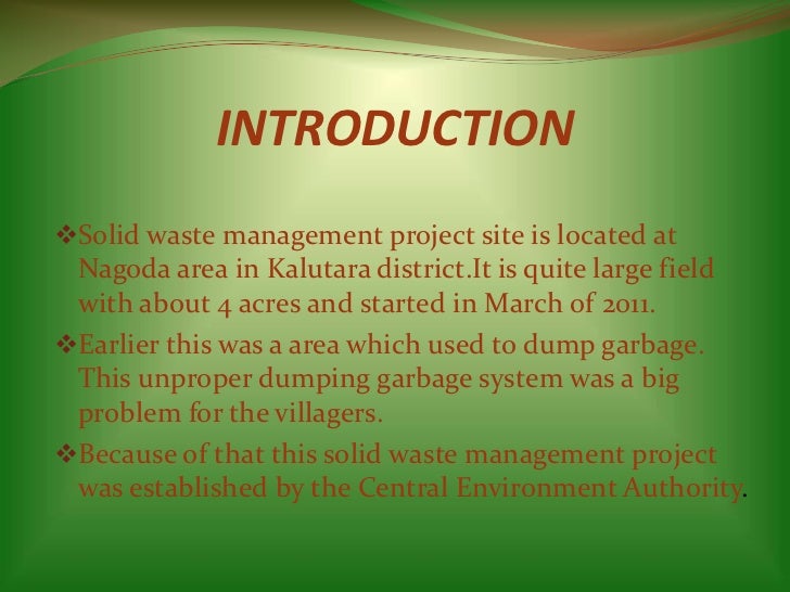 SOLID WASTE MANAGEMENT PROJECT