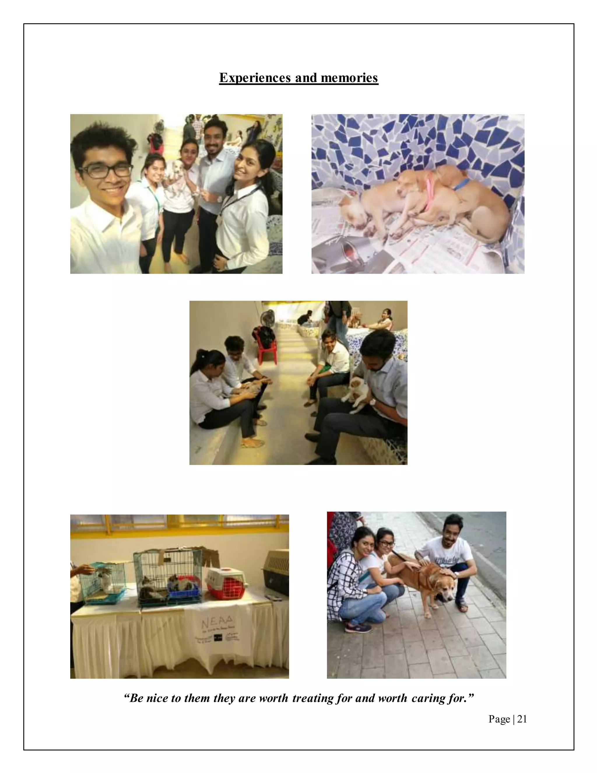 “Be nice to them they are worth treating for and worth caring for.”
Page | 21
Experiences and memories
 