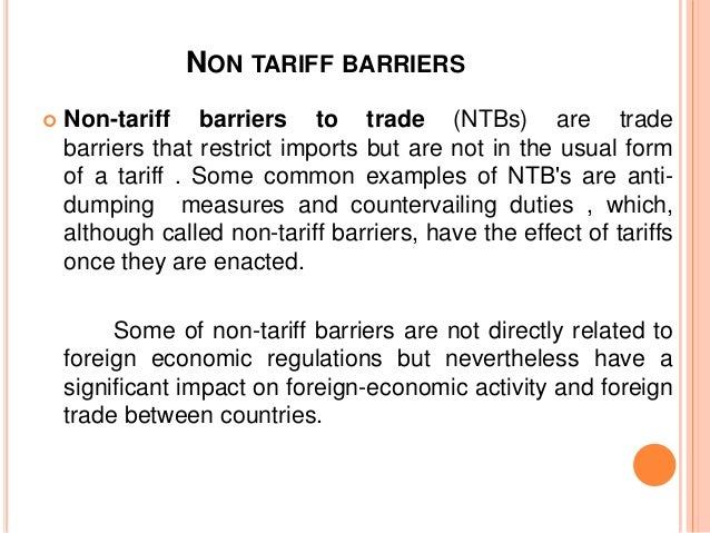 tariff barriers in international trade