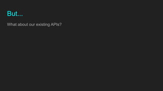 But...
What about our existing APIs?
 