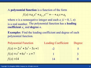 Polynomial Function Examples Graph of Polynomial function....................... | PPT