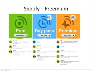 Spo:fy	
  –	
  Freemium




mardi 6 décembre 11
 