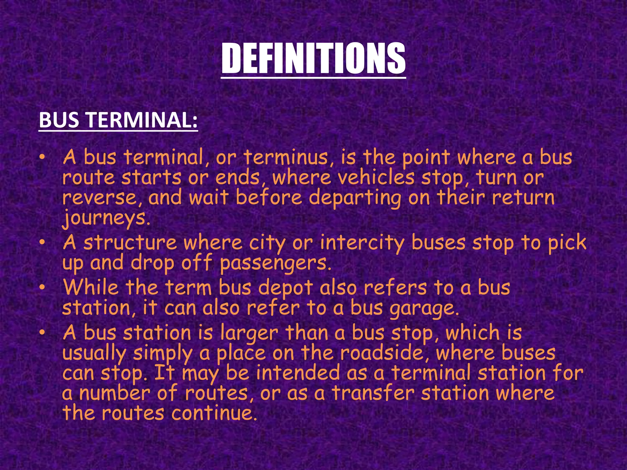 Planning principles of Bus Terminals and Logistics Parks | PPTX | Rail ...