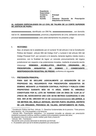 MODELO DE DEMANDA DE PRESCRIPCIÓN ADQUISITIVA DE DOMINIO