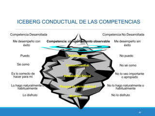 40
ICEBERG CONDUCTUAL DE LAS COMPETENCIAS
 