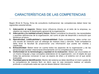 57
CARACTERÍSTICAS DE LAS COMPETENCIAS
 