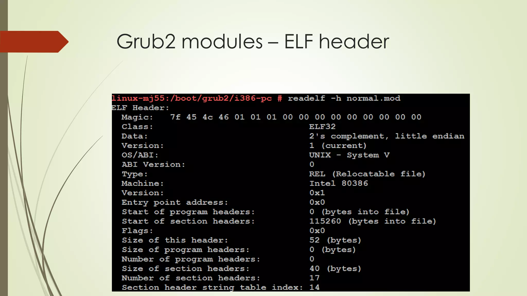 Grub2 modules – ELF header
 