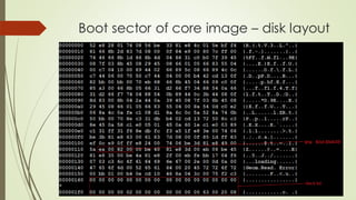 Boot sector of core image – disk layout
 