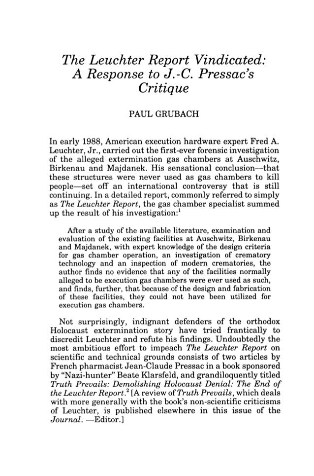 Grubach, paul the leuchter report vindicated journal of historica…