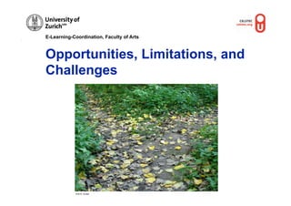 E-Learning-Coordination, Faculty of Arts



Opportunities, Limitations, and
Challenges




            © M.R. Gruber
 