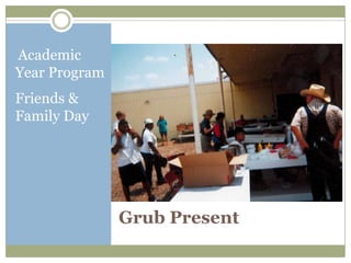 Academic
Year Program
Friends &
Family Day




               Grub Present
 
