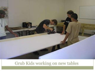 Grub Kids working on new tables
 