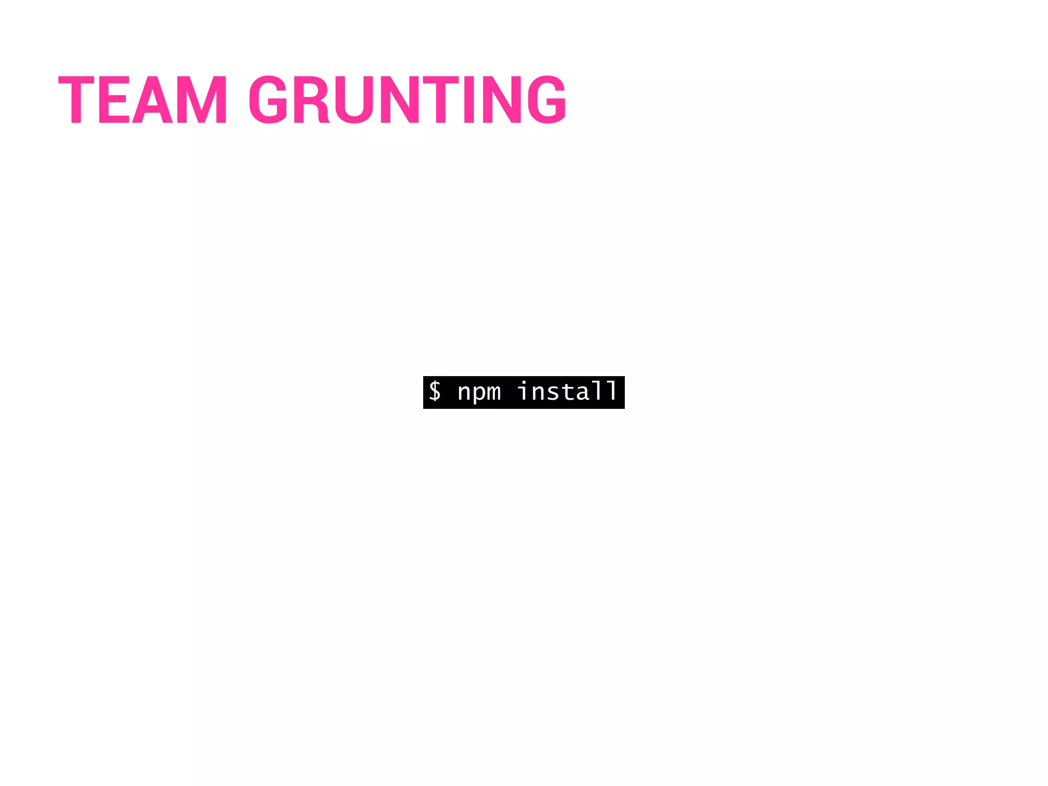 TEAM GRUNTING 
$ npm install 
 