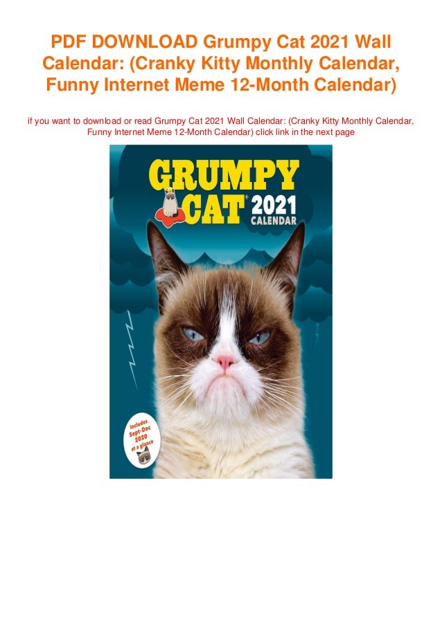 Grumpy Cat 2021 Wall Calendar (Cranky Kitty Monthly Calendar, Funny