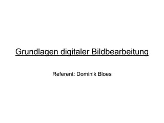 Grundlagen digitaler Bildbearbeitung

          Referent: Dominik Bloes
 