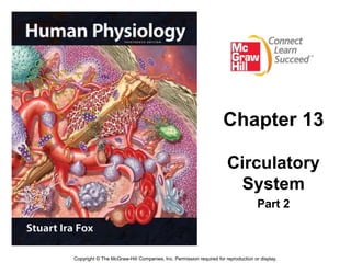 Copyright © The McGraw-Hill Companies, Inc. Permission required for reproduction or display.
Chapter 13
Circulatory
System
Part 2
 