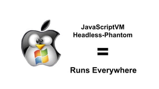 JavaScript VM
Node
Phantom.js
Phantomas
Grunt-Phantomas
Phantomas-Grunt
Navigation
Timing API
D3 ChartsHTML-Page
 