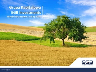 Grupa KapitałowaEGB InvestmentsWyniki finansowe za III Q 2014  