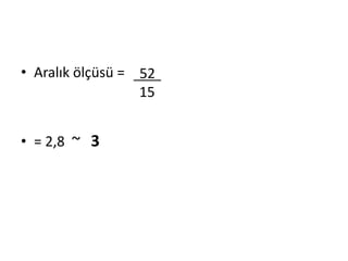 • Aralık ölçüsü = 52
15
.

• = 2,8 ~ 3

.

 
