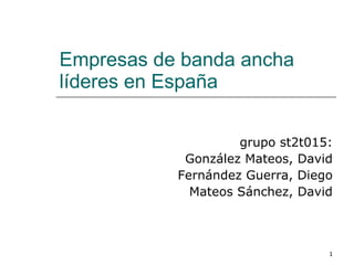 Empresas de banda ancha líderes en España grupo st2t015: González Mateos, David Fernández Guerra, Diego Mateos Sánchez, David 