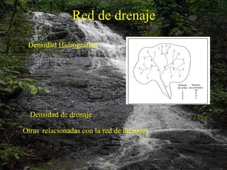 Red de drenaje Densidad Hidrográfica Densidad de drenaje Otras relacionadas con la red de drenaje) 