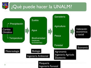 Cambio Climático Agua Biodiversidad (especies,  ecosistemas) Suelos Ganadería Agricultura Pesca Forestal Precipitación Temperatura Valoración económica y social Ingeniería Ambiental Economía Biología Agronomía  Ingeniería Agrícola Zootecnia Metereología Pesquería Ingeniería Forestal 