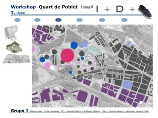 Workshop   Quart de Poblet   Taller A   Grupo  3 : Marisa Soler  y Pilar Martínez (PR2), Mariola Blasco y Aránzazu Gisbert  (PR3), Cristina Pérez y  Alejandro Morant (PR4) 3.  Usos 