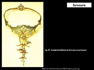 Ourivesaria Fig. 23– Exemplo da influência da Arte nova na ourivesaria Fonte:  http://thaa2.files.wordpress.com/2009/07/alphonse_mucha_71.jpg 