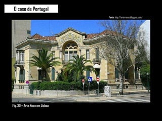O caso de Portugal Fonte:  http://arte-nova.blogspot.com/ Fig. 30 – Arte Nova em Lisboa 