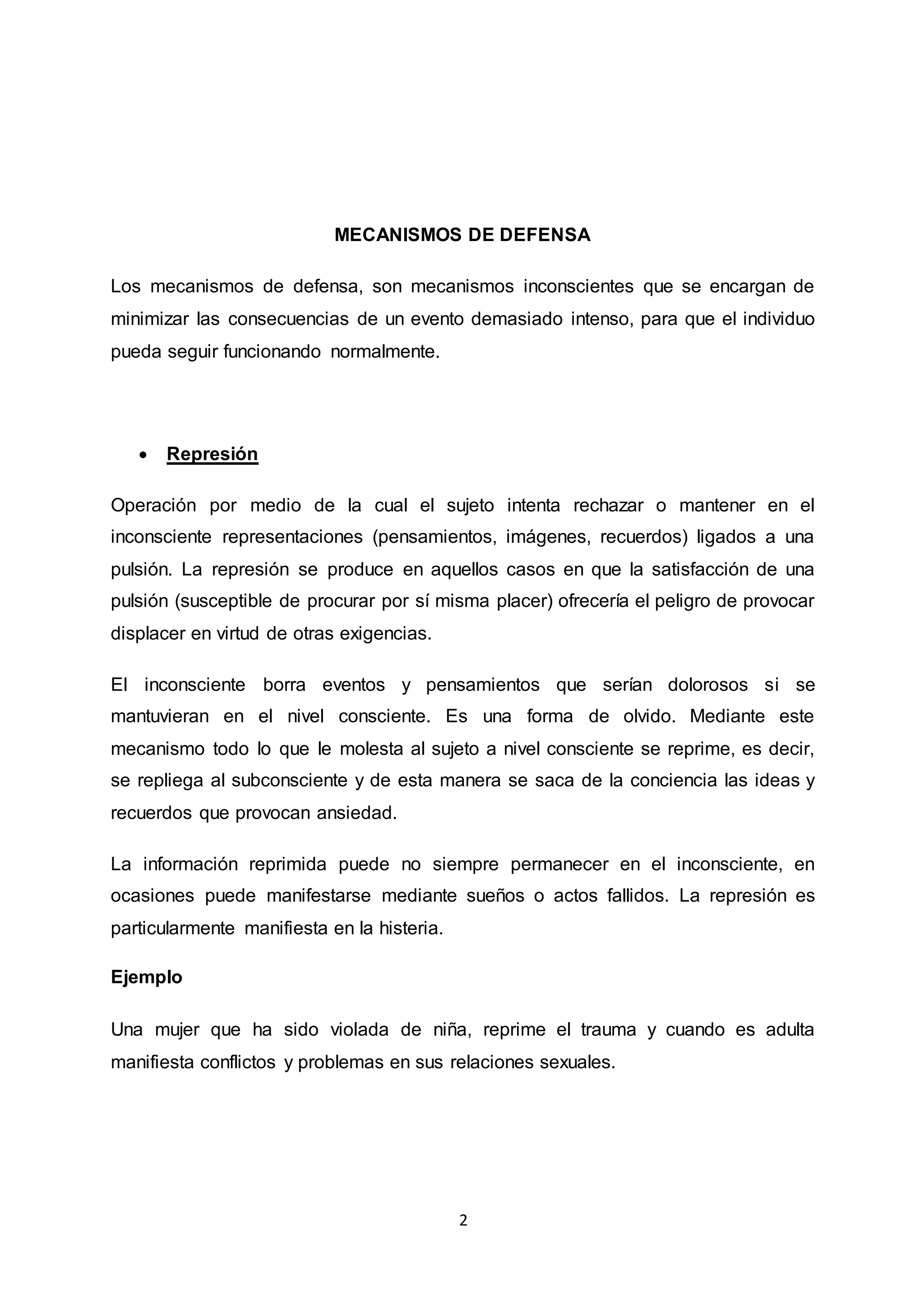 Mecanismos de defensa del YO | PDF
