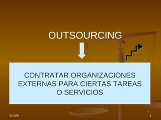 OUTSOURCING CONTRATAR ORGANIZACIONES EXTERNAS PARA CIERTAS TAREAS O SERVICIOS 1 