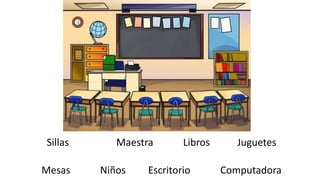 Sillas Maestra Libros Juguetes
Mesas Niños Escritorio Computadora
 