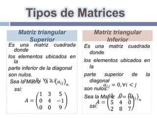 Matriz Diagonal Inferior Clasificación y operaciones de matrices | PPTX