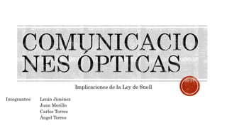 Implicaciones de la Ley de Snell
Integrantes: Lenin Jiménez
Juan Morillo
Carlos Torres
Ángel Torres
 