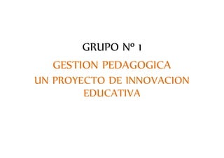 GRUPO Nº 1
GESTION PEDAGOGICA
UN PROYECTO DE INNOVACION
EDUCATIVA
 