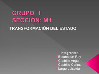 Integrantes:
• Betancourt Rey
• Castrillo Angel
• Castrillo Carlos
• Largo Luiseida
 