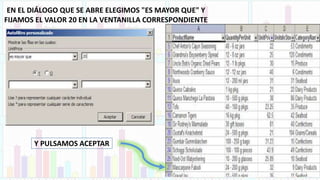 EN EL DIÁLOGO QUE SE ABRE ELEGIMOS "ES MAYOR QUE" Y
FIJAMOS EL VALOR 20 EN LA VENTANILLA CORRESPONDIENTE
Y PULSAMOS ACEPTAR
 